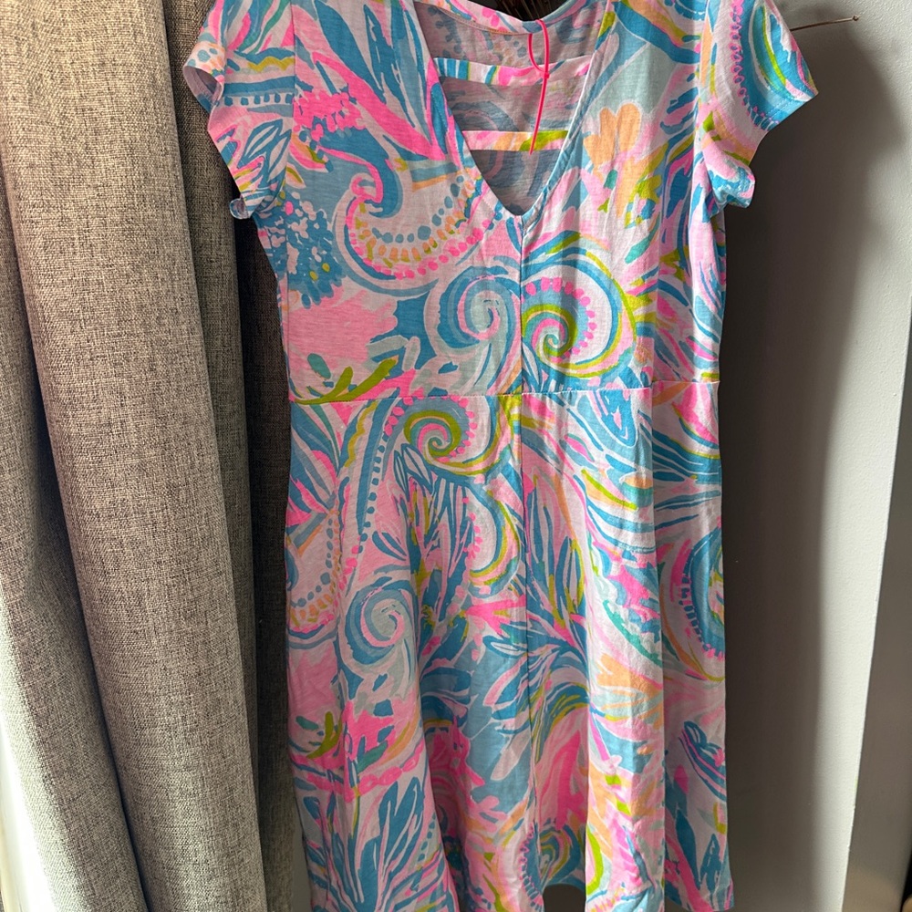 Lilly Pulitzer Girls Multicolor Pink Blue Paisley Casual Dress - Picture 3 of 4